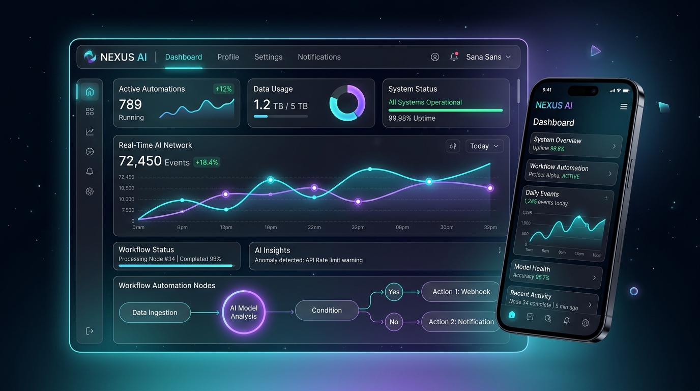 Interface de aplicativo moderno web e mobile com inteligência artificial